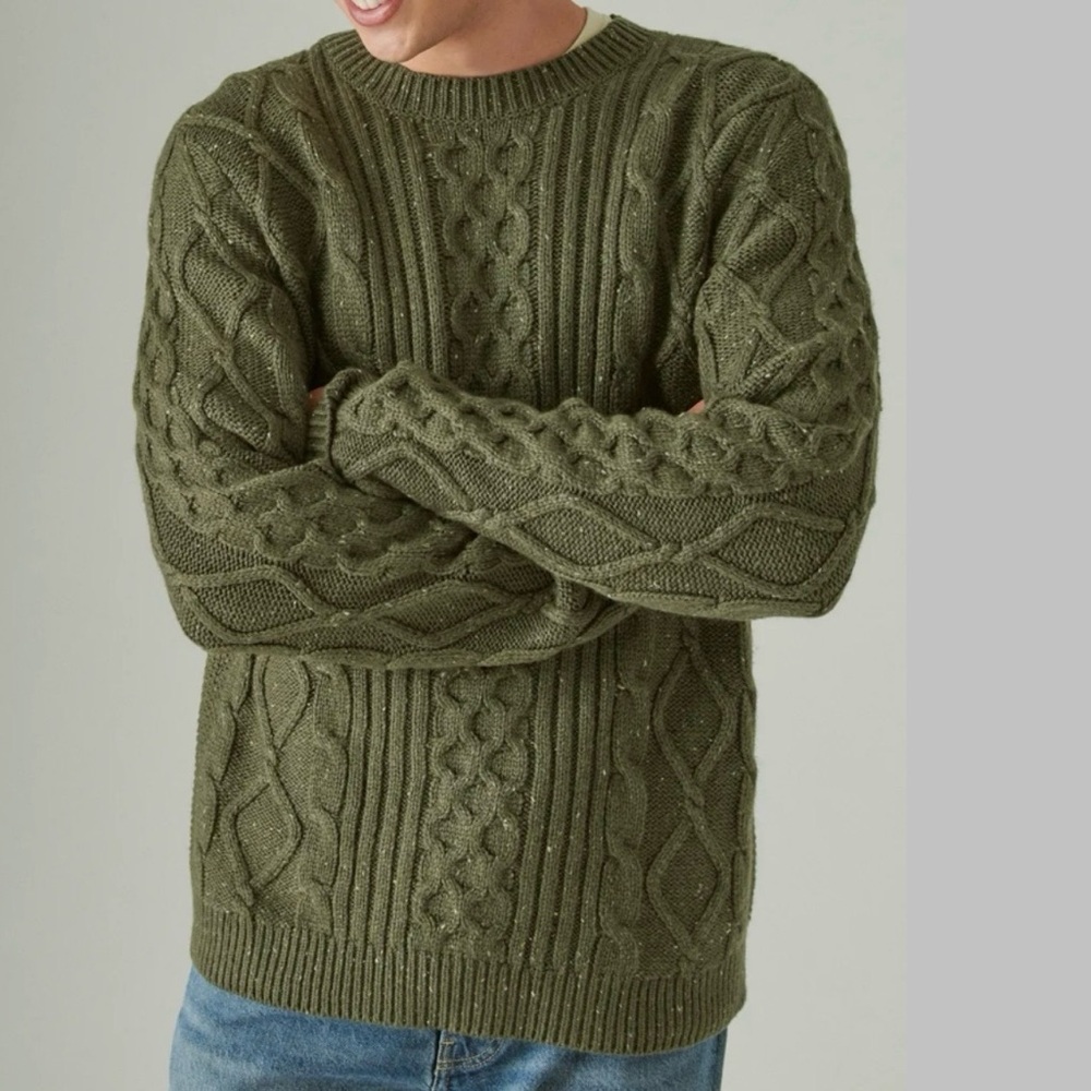 Lucky brand men’s Mixed Stitch Tweed Crew Neck Sweater